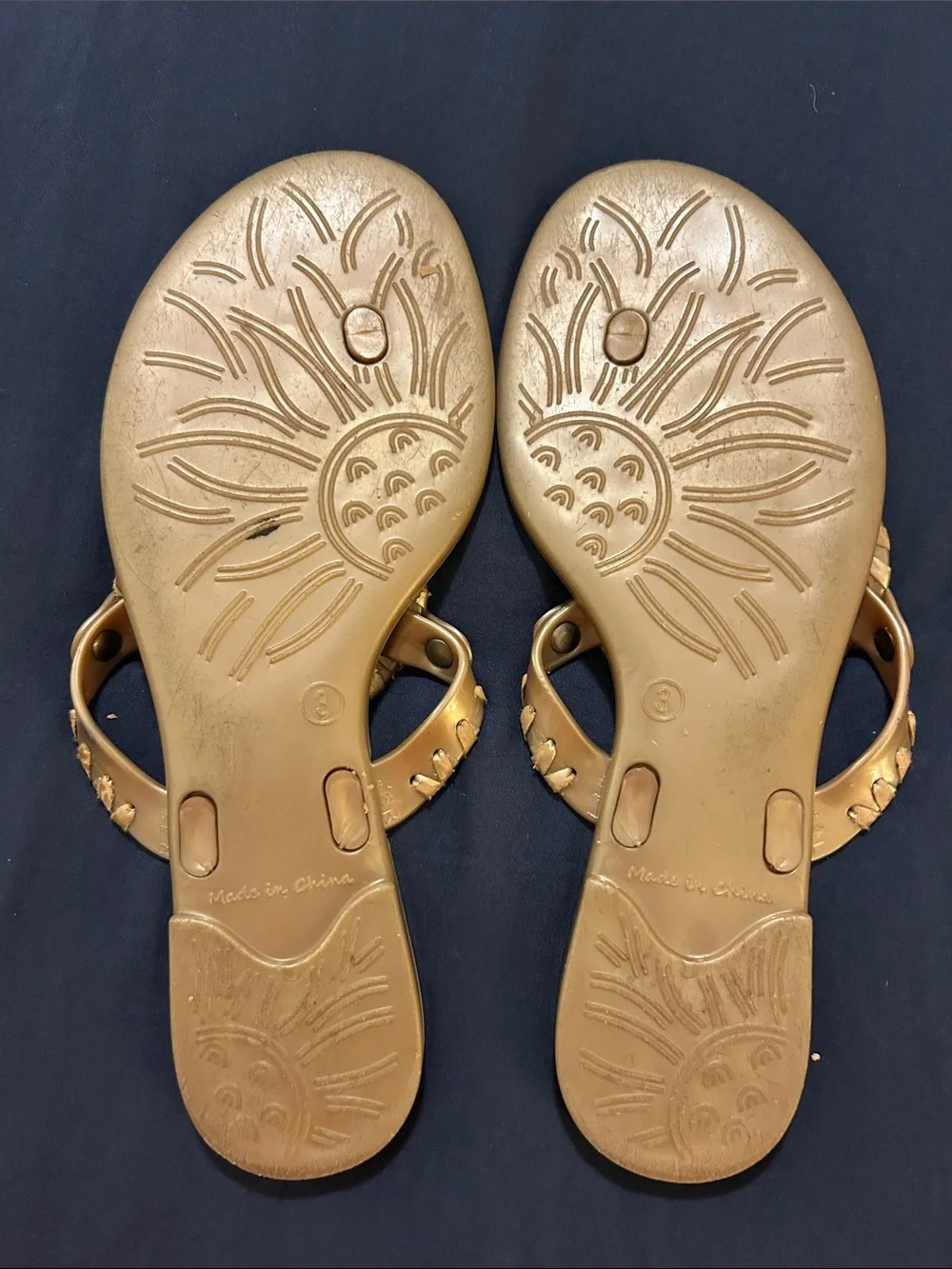 Jack Rogers Metallic Gold Kids' Decorative Thong Sandals